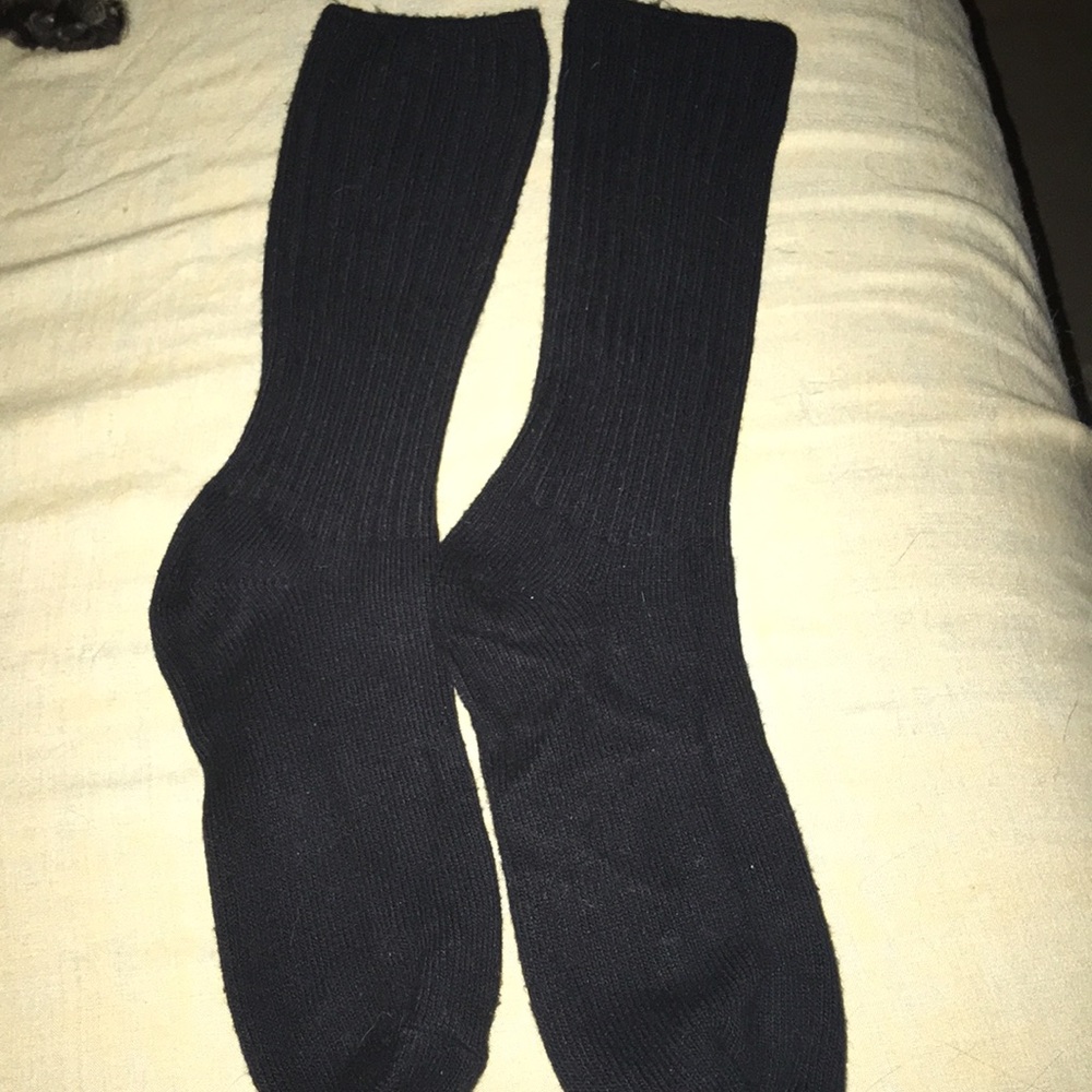 Black Ribbed Crew Mens Socks